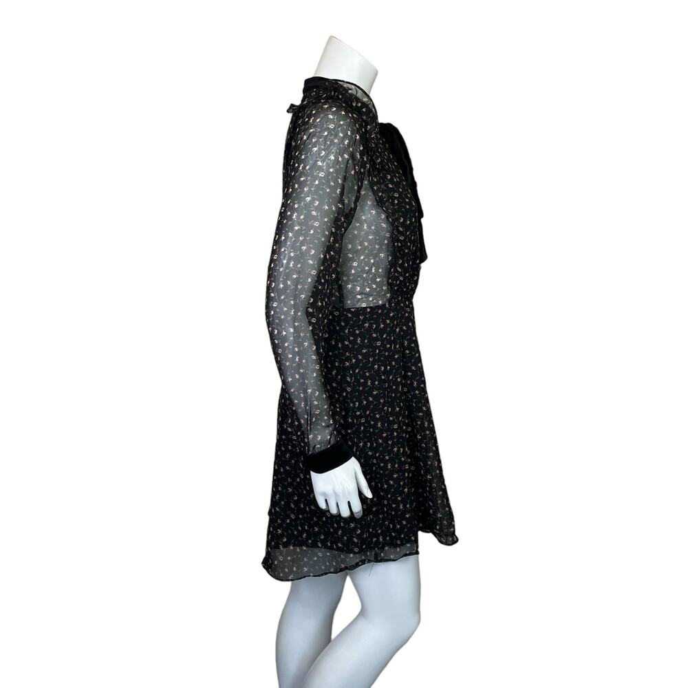 Lush | Women's Black/Floral Print Sheer Side/Sleeve Dress with Tags | Size: L - Picture 6 of 9